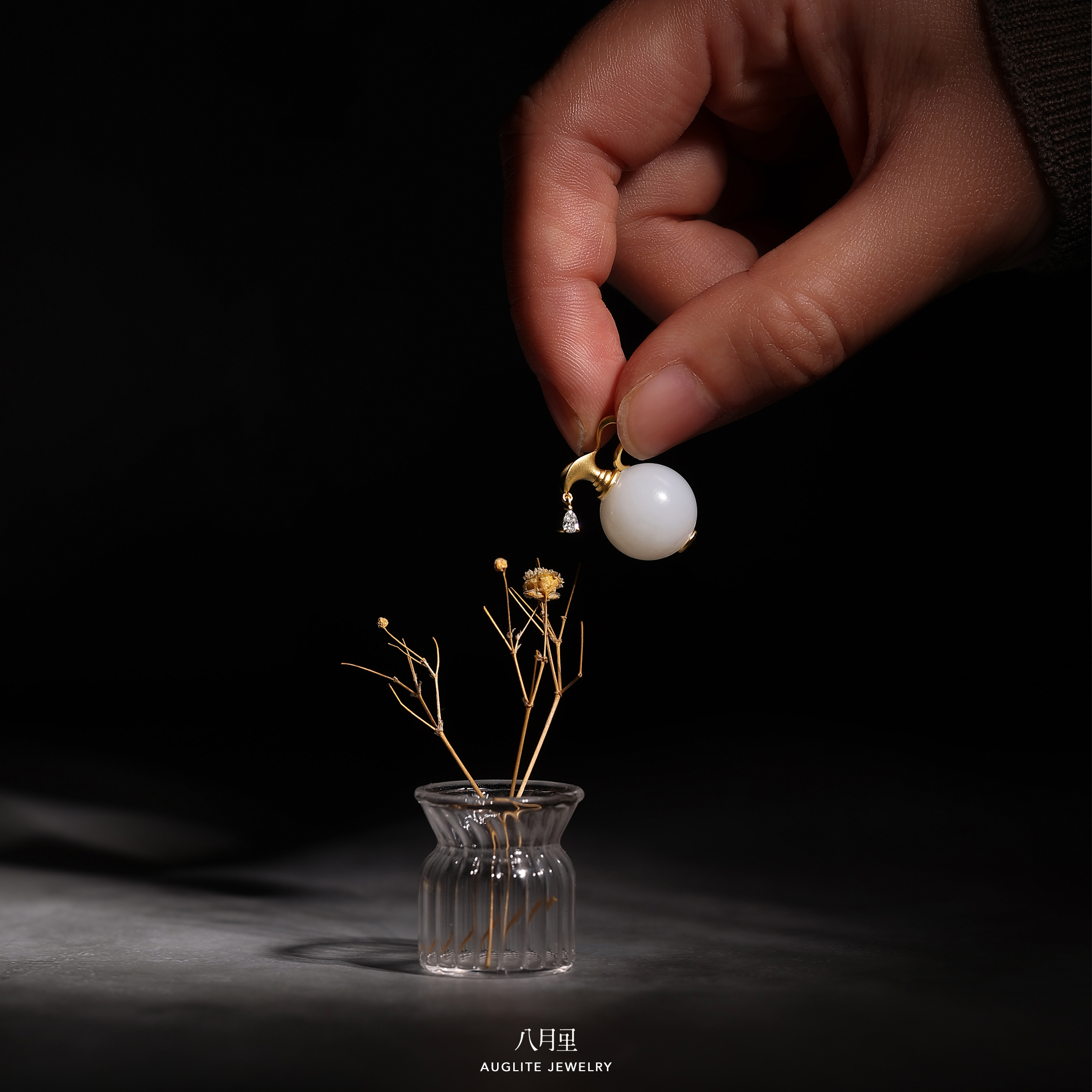 原创设计自然元素和田玉圆珠首饰