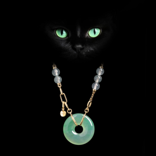 翡翠平安扣设计合集 缅甸天然A货阳绿兔子海狮苹果吊坠18K金项链