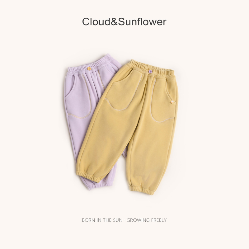 【云朵小葵】女童秋季新款纯色大兜兜休闲束脚卫裤1114625