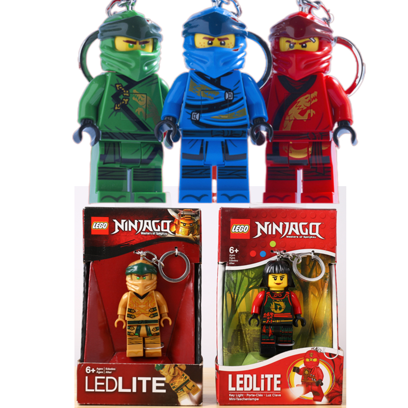 lego乐高积木幻影忍者劳埃德杰凯绿红忍者人仔led钥匙扣男孩玩具