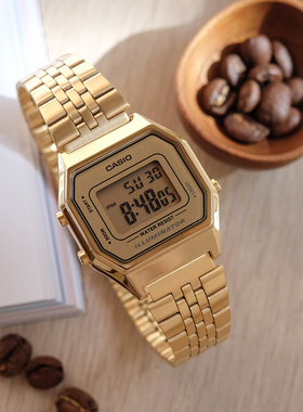 卡西欧时尚电子情侣手表小方块简约复古男女表LA680WA-1B/7D/9D