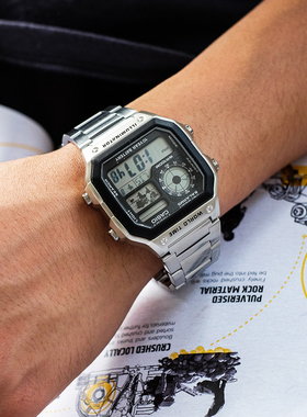 卡西欧运动手表正品复古学生户外方形电子男表AE-1200WHD-1A /1B