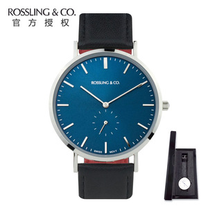 加拿大设计师 Rossling & Co.手表男超薄真皮黑色石英女腕表40MM