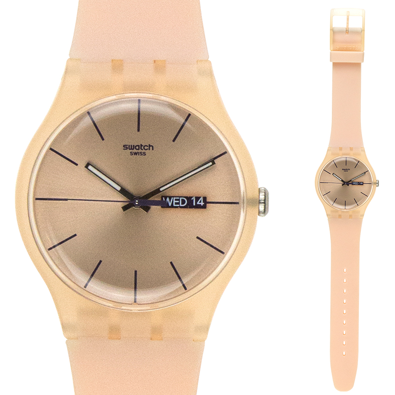 Swatch斯沃琪手表 經典女表 專柜正品 原創炫彩 裸色粉 SUOT700