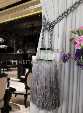 镇店灰色之宝欧式简约现代绑带穗带绑的饰 水晶双挂球一根新品