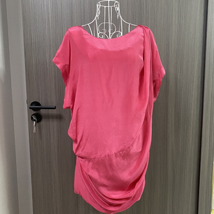 欧洲站高品质蝙蝠袖短袖女式真丝连衣裙