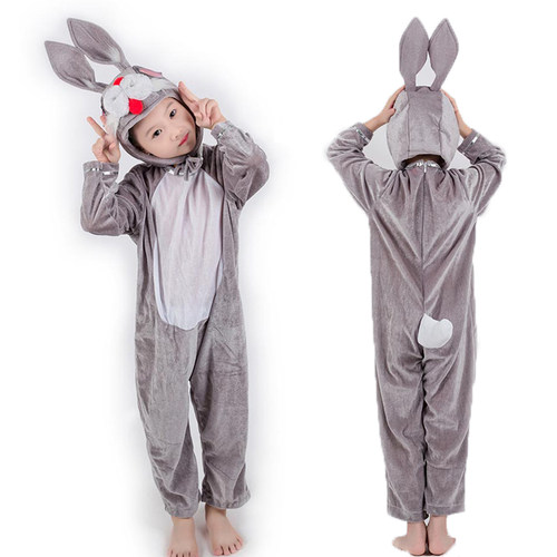 儿童小兔子演出服男童野兔服装灰兔子角色扮演话剧动物表演服春夏