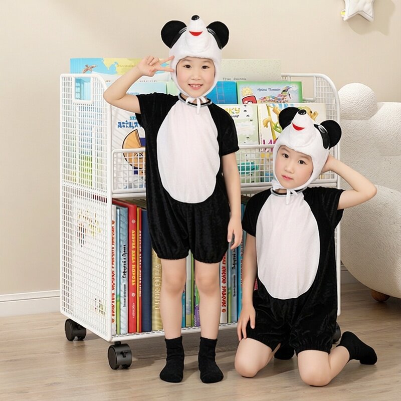 国宝大熊猫服装儿童人偶服幼儿园森林主题环保时装秀动物衣服夏薄