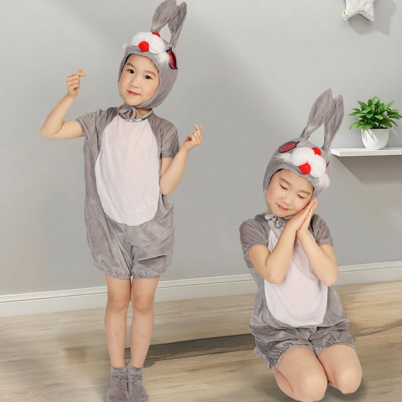 小兔子演出服灰兔子舞蹈服幼儿园