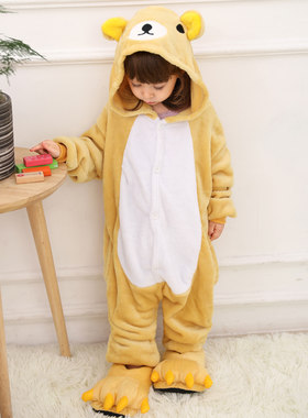 轻松熊衣服人偶服睡衣派对秋冬绒