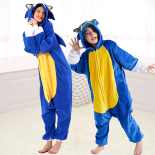 刺猬索尼克衣服儿童搞笑睡衣万圣节cos服男童角色扮演音速小子秋5