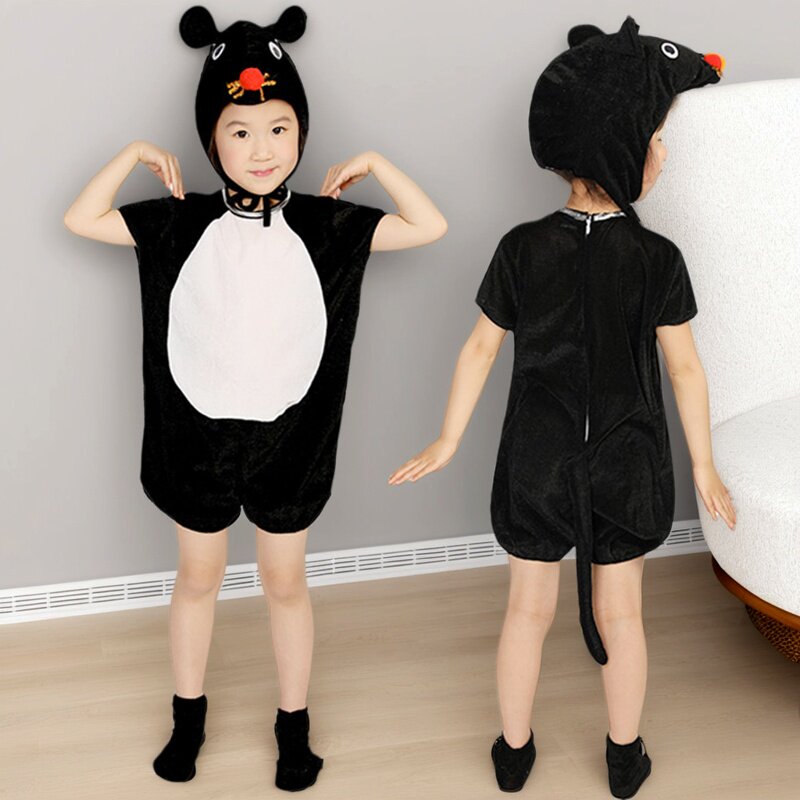 六一儿童节小老鼠吃辣椒舞台剧服装男童黑鼠演出服话剧动物成人夏