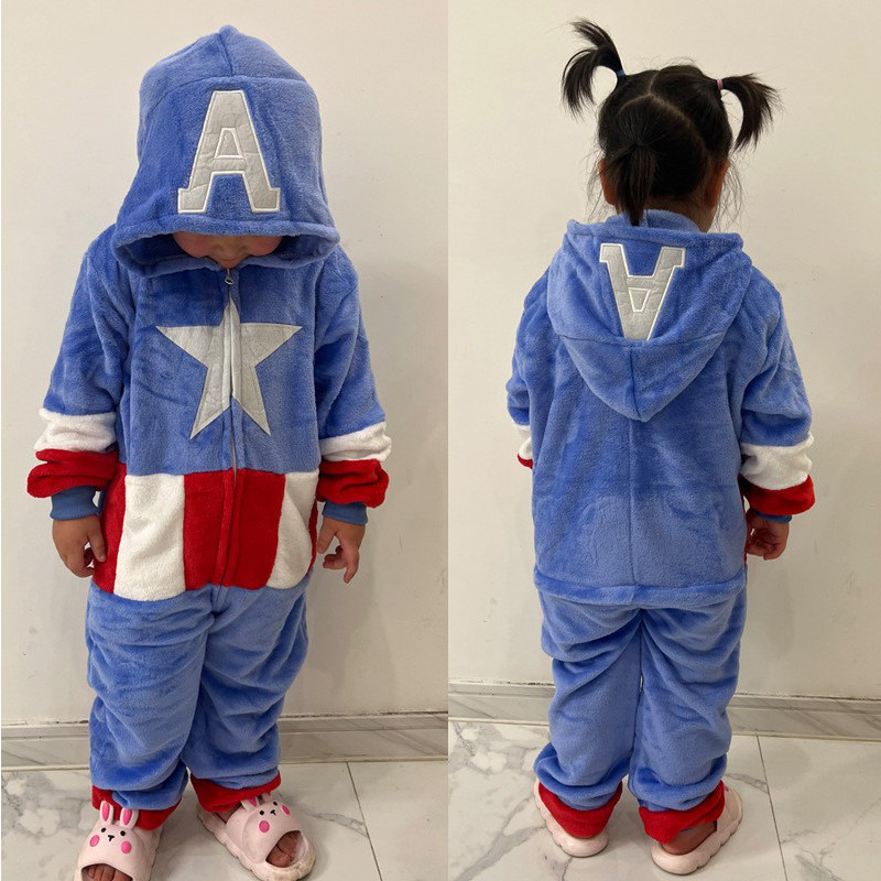 圣诞派对美国队长服装儿童睡衣亲子装角色扮演幼儿园运动会搞怪冬