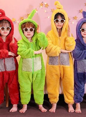 万圣节化妆舞会服装男童女童天线宝宝cos服玩偶衣服儿童演出服冬3