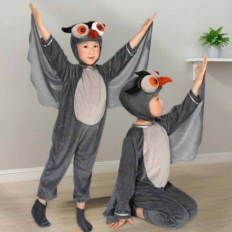 元旦幼儿园舞台剧动物服装猫头鹰演出服儿童小鸟表演服带翅膀服装