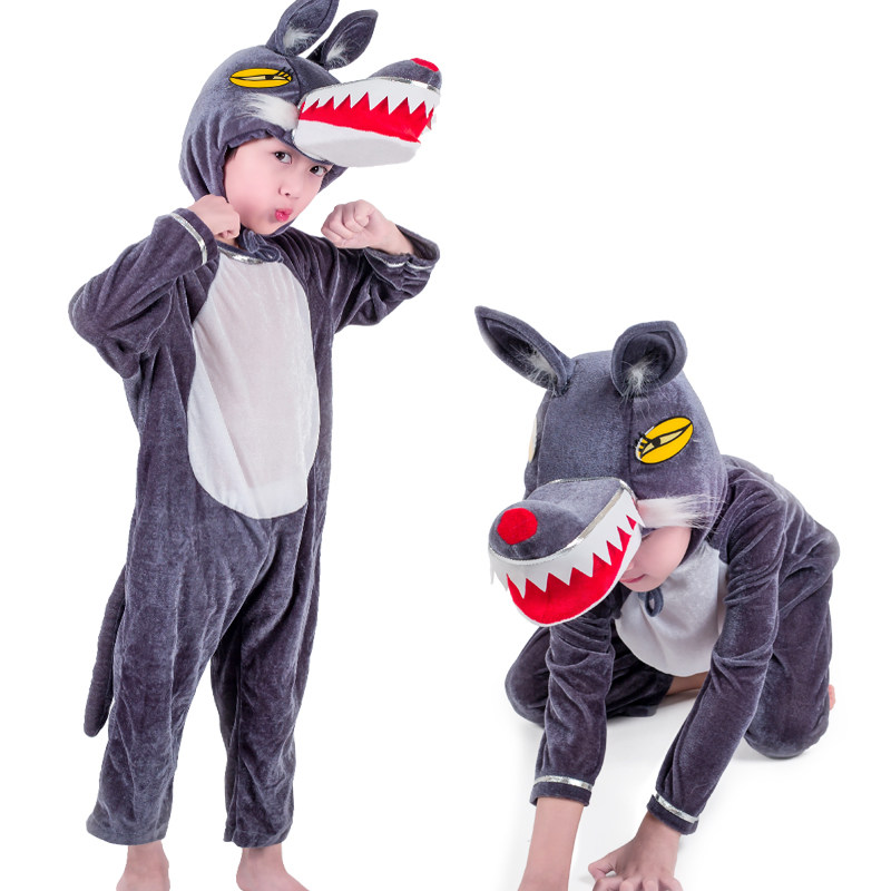 元旦狼来了话剧演出服幼儿园卡通动物服装大灰狼搞怪表演服舞台剧