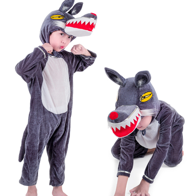 元旦狼来了话剧演出服幼儿园卡通动物服装大灰狼搞怪表演服舞台剧