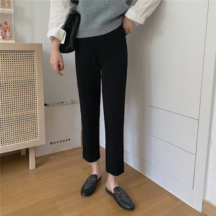 清仓不退不换 海维恩经典罗马布气质显瘦小西裤休闲裤女5206-2