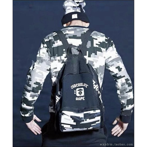 香港杂志附录 特别限量合作款 BAPE 数码迷彩双肩包 猿人 后背包