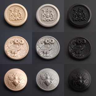 高档金属大衣风衣外套袖口西装装饰沙金银黑色动物纽扣扣子圆形扣