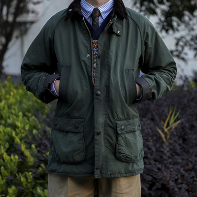 BARBOUR 水洗版复古夹克男女同款washed SL bedale秋冬格纹袖外套