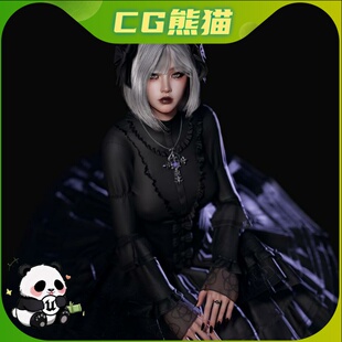 UE4虚幻5 Gothic Girl Lilith 哥特冷酷女孩角色模型 Unity FBX