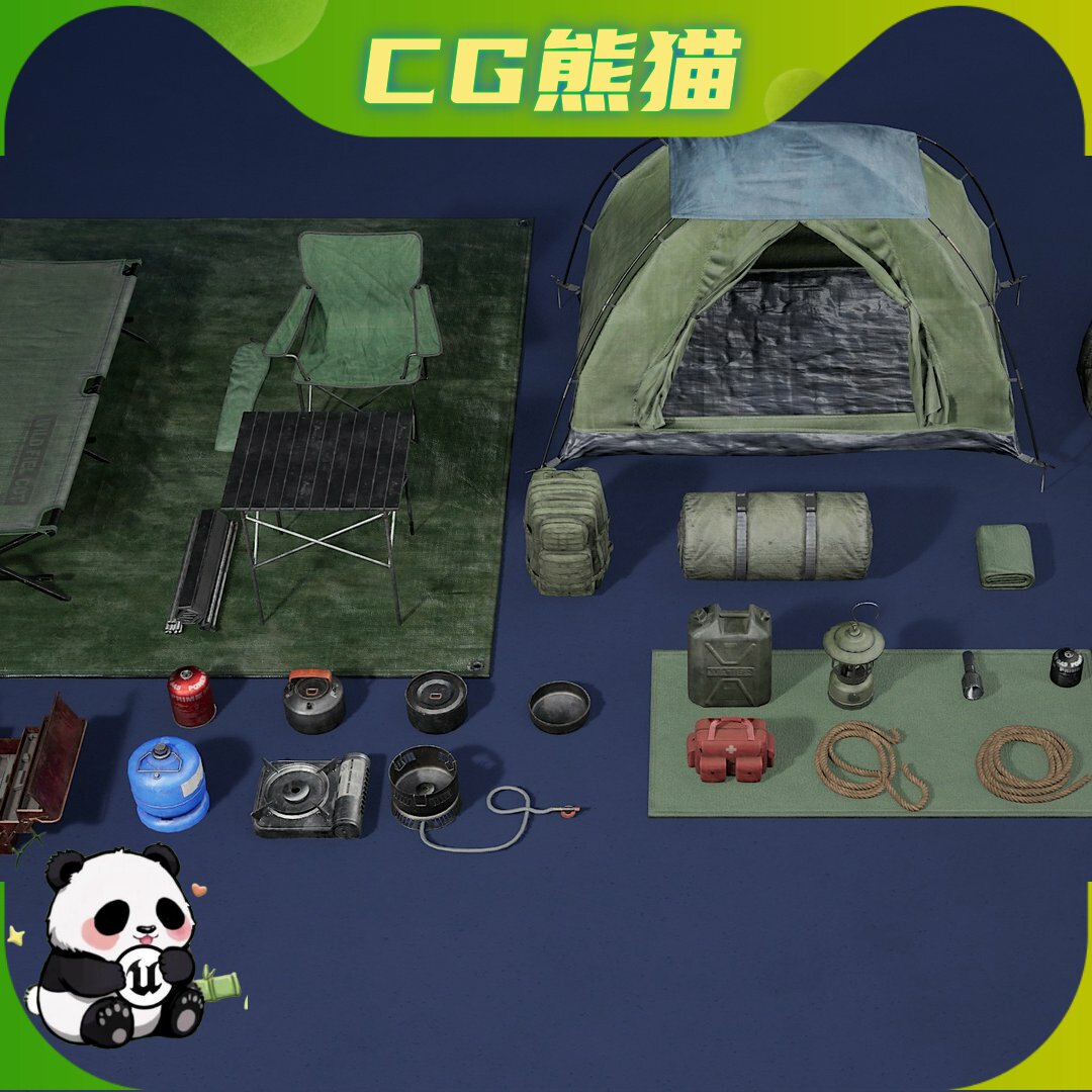 UE5.3-5.8 Survival Camp 户外野外生存道具帐篷野营模型
