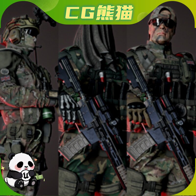UE4虚幻5 US-Soldier 低多边形模型美国士兵角色模型