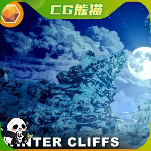 UE5虚幻4 Winter Cliffs Low Poly Environment 卡通冬季悬崖场景