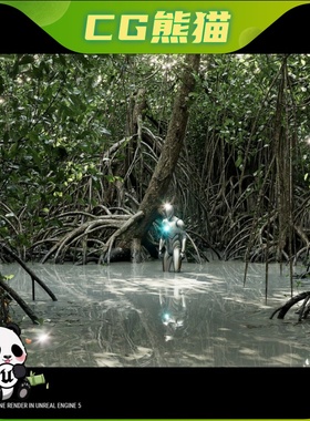 UE5虚幻5.7 Nanite Mangrove Vol.1 纳米红树林场景模型