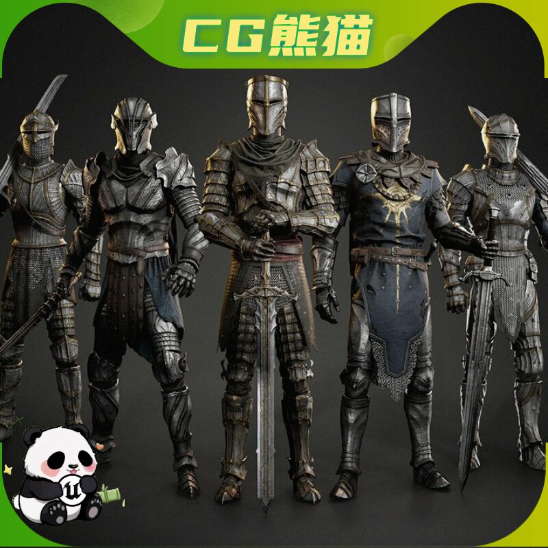 UE5虚幻5 10 Modular Armor Sets Pack 中世纪模块化盔甲角色模型