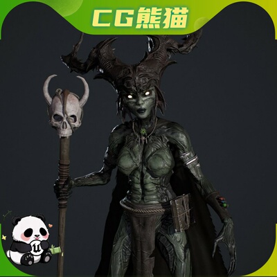 Unity3D Forest Witch 游戏森林女巫BOSS角色模型 乐器咨询