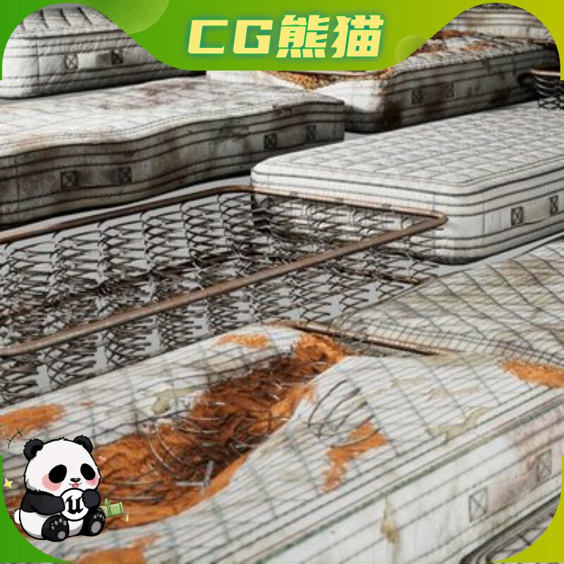 UE5虚幻5.6-5.7 Pack of Old Damaged Mattresses 旧破损床垫