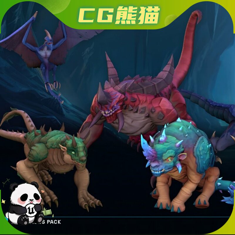 FBX文件 Stylized Dinosaurs Pack 风格化恐龙角色模型