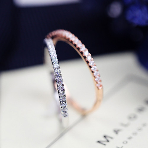 高级感轻奢闪亮素圈戒指女