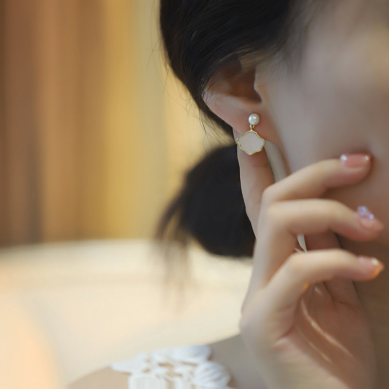 小清新日韩简约贝壳云朵耳环时尚