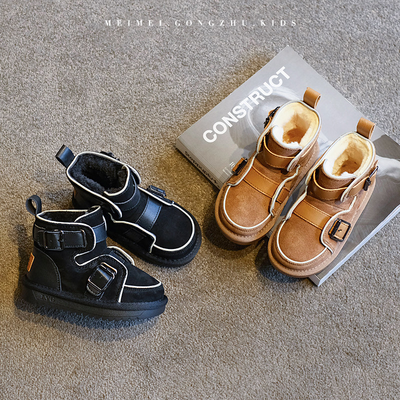 洋气真皮女童雪地靴2025冬季新款加绒加厚儿童二棉鞋保暖男童棉靴,童鞋/婴儿鞋/亲子鞋,雪地靴,淘宝优惠券,粉丝福利购,淘宝优惠卷