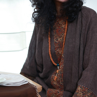 袍子 亚麻宽松禅意小众宽松文艺复古中长款 迎秋 听花香归野