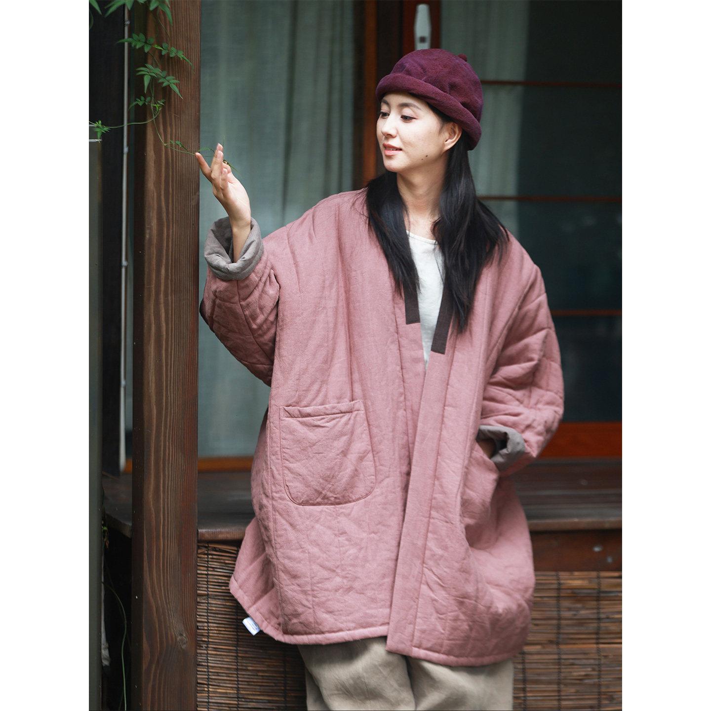 口红 豆沙/听花香 生态汉麻双面穿夹新雪丽棉袍子 禅意保暖袍子,女装/女士精品,棉衣/棉服,淘宝优惠券,粉丝福利购,淘宝优惠卷