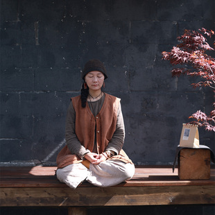 寻茶/听花香 夏 柞蚕丝双面穿马甲 重工手缝明线禅意实用背心