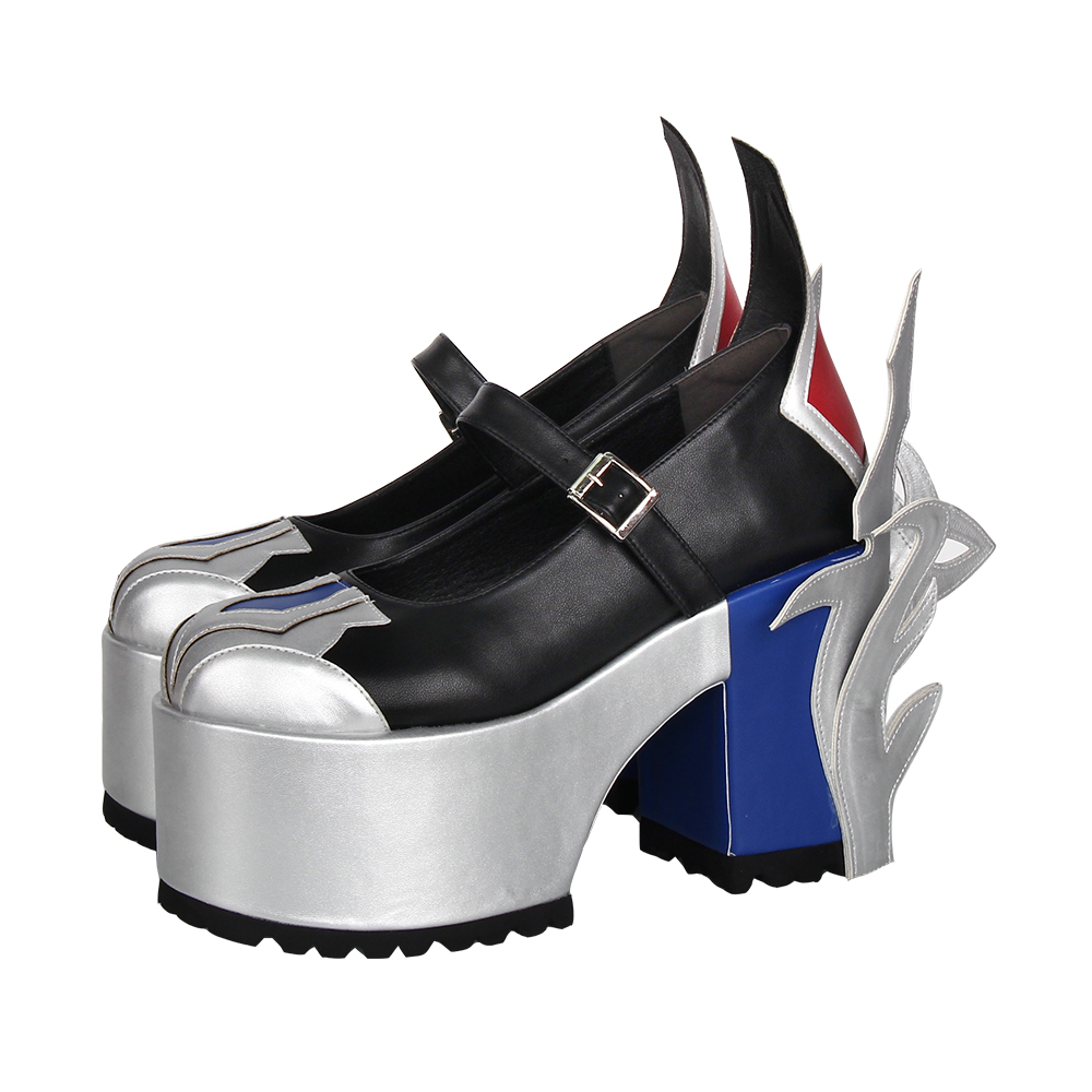 普普家 2025新品Lolita鞋圆头高跟蝴蝶结拼接公主洋装茶会鞋C147