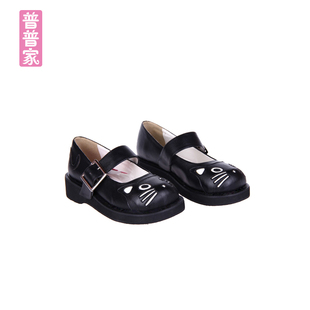 2020新款经典LOLITA鞋动漫浅口COS猫咪动物圆头可爱猫头鞋9621