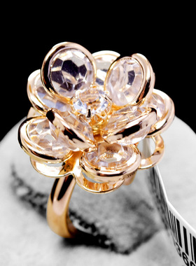 丽晶饰品 镀金合金饰品 时尚奥地利水晶花形 戒指 95399