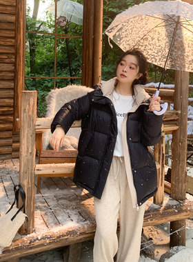 【清仓福利】大码百分百微胖mm女装三防保暖连帽短款加厚羽绒服