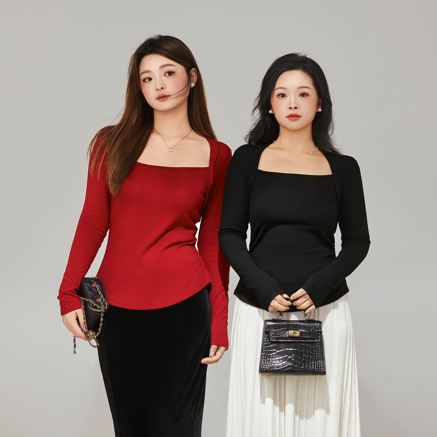 大码百分百女装微胖mm冬季气质大领口收腰显瘦修身打底T恤上衣