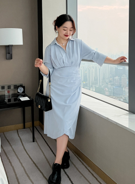 大码百分百/定制微胖妹妹2024春季新款女装胖mm显瘦高级感连衣裙