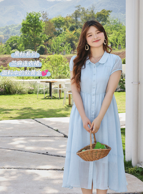 大码百分百女装黑标系列苎麻重工高级感胖mm夏季显瘦连衣裙