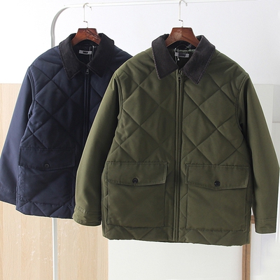 日单休闲棉服压格夹层灯芯绒茄克