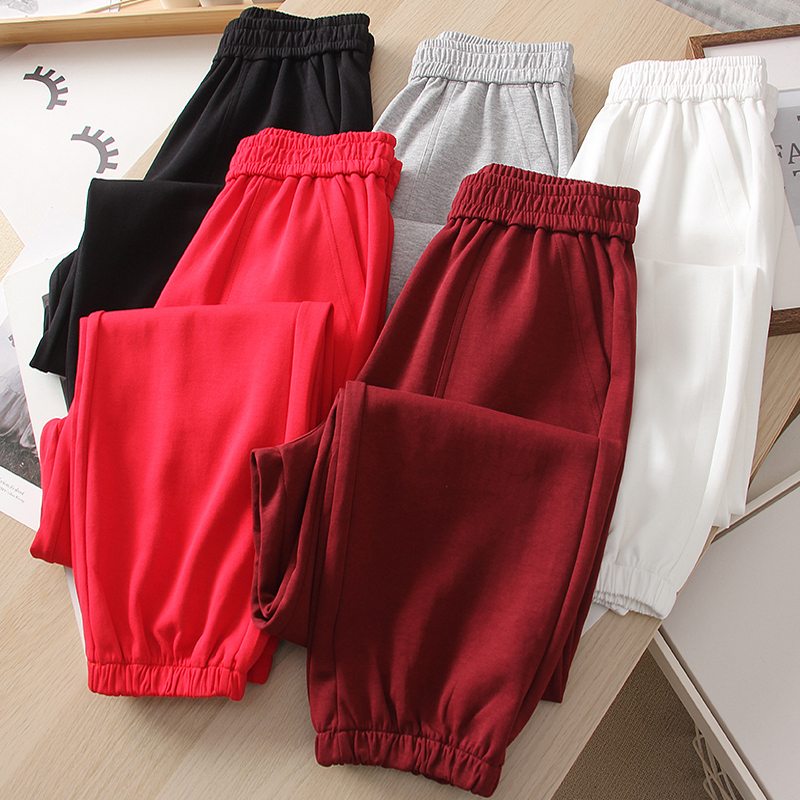 松紧腰长裤运动卫裤女束脚裤