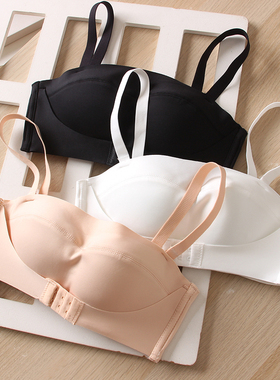 无肩带内衣女前扣防滑聚拢小胸无痕 白色抹胸内搭隐形防走光文胸